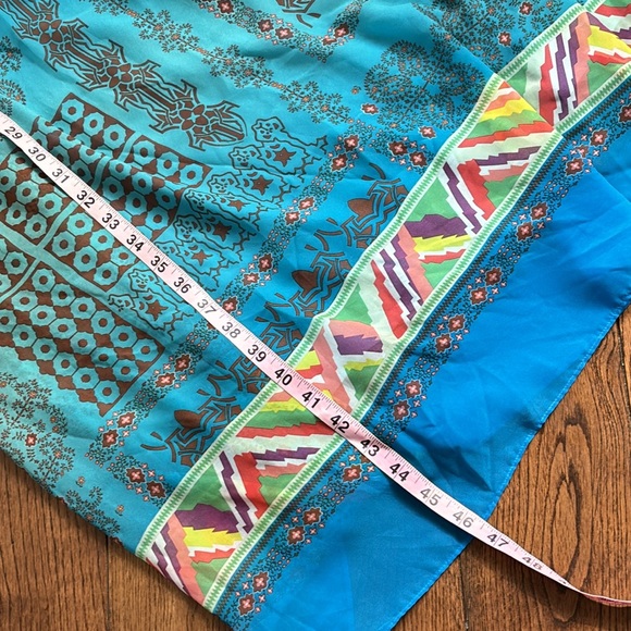 BOSTON PROPER spaghetti string handkerchief bottom dress size 6 blue Aztec print - Picture 13 of 13